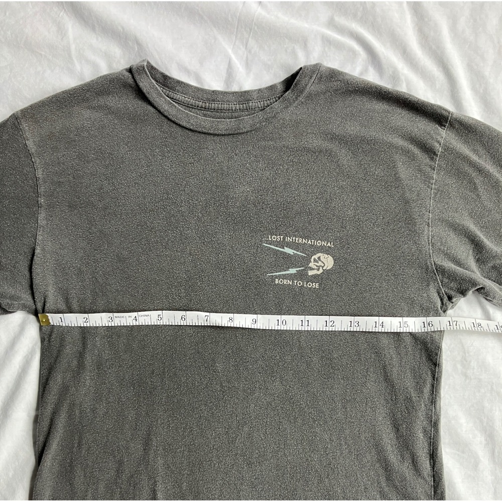 Lost International Born to Lose Skull Graphic T-Shirt Charcoal Gray Mens Small - Picture 6 of 7